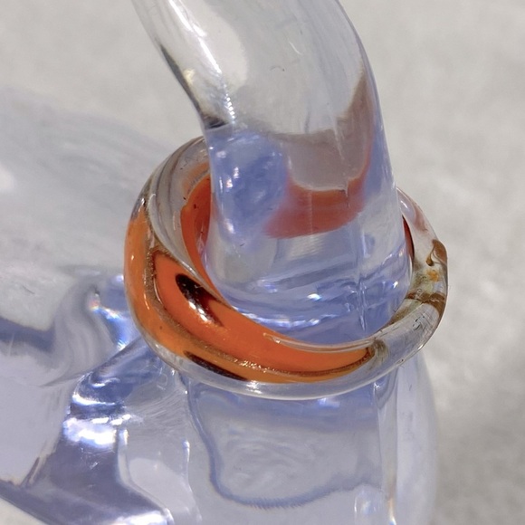 Vintage Art Glass Handmade Orange Black Gold Band Ring - Picture 3 of 11